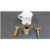 Image 1 : Mug w/2 Vintage Razors and Shaving Cream Brush