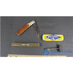Vintage Razor, Level, Pocket Knife, etc.