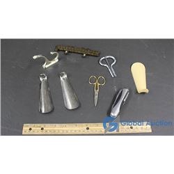 Shoehorns, Hooks, Pocket Knife, Jewish Mouth Harp, etc.