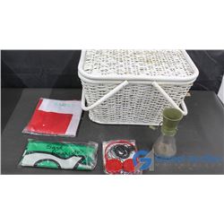 Picnic Basket, Rough Rider Flag, Swiss Flag, Headphones, and Nut Crusher
