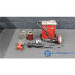 MSHA Permissible Electric Cap Lamp, 2 Oilers, Knife w/Case, etc.