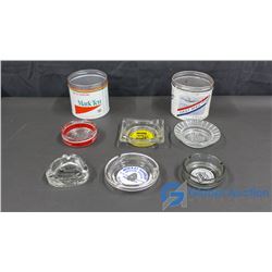 6 Souvenir Ashtrays & 2 Tobacco Tins