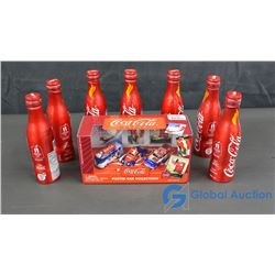 7 Coca Cola Collector Bottles & Poster Car Collection (NIB)