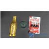 Image 2 : 8 Coca Cola Collector Bottles, 3 Car Flags, Mini Glass, Thermometer & Magnets