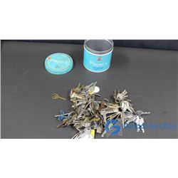 Player's Tobacco Can With Assorted Keys
