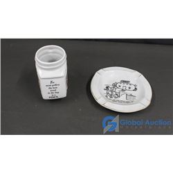 Porcelain Ashtray & Golf Mug