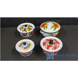 Set of 4 Enamelware Pots