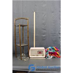 Vintage "Fiesta" Radio, Colorful Cloth Hammock, & with Plant Stand