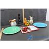 Image 2 : Assortment Of Ceramic Plates, Vases, Nesting Doll, Glass Decor, Etc.