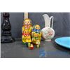 Image 4 : Assortment Of Ceramic Plates, Vases, Nesting Doll, Glass Decor, Etc.