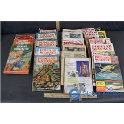 Assortment Vintage Magazines: Popular Mechanics; Popular Science; Mechanix Illustrated; Etc.