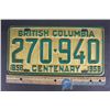 Image 1 : 1858 Centenary 1958 British Columbia License Plate