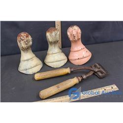 Vintage Hand Operated Sheep Shears & (3) Claw Feets for Claw Foot Tub