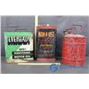 Image 1 : Eveready Motor Oil Tin, Nokrust Penetrating Oil Tin, & Metal Fuel Can