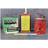 Image 4 : Eveready Motor Oil Tin, Nokrust Penetrating Oil Tin, & Metal Fuel Can