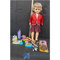 Doll, Polly Pocket and Ty Beanie Babie Toys,