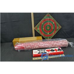 Sleeve of Coke Cups W/ Lily Griptite Lids, Target Board and Cribbage Board