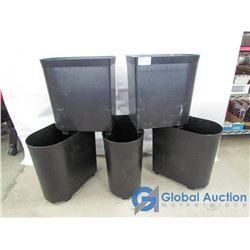 Set of 5 Black Garbage Cans