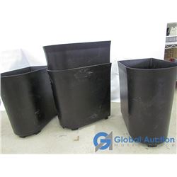 Set of 4 Black Garbage Cans