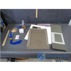 1988 Seil Olympics Metal, & 1989 Junior Olympics Badge & Assortment of: Scrap-Book & Paper Frames