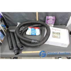 5 Piece Sop Vac Hose, Half Bag of Unsanded Grout, Sanded Grout & Incomplete Box of Mosaic Glass Tile