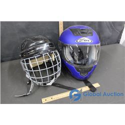 Bauer Hockey Helmet with Cage & Zox Motorbike Helmet With Shield