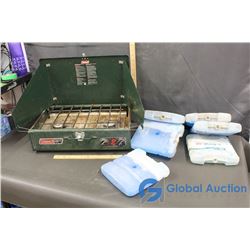Coleman Camping Propane Stove & 7 Large Ice Packs