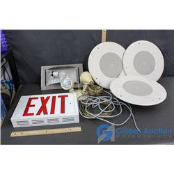 Emergency Exit Sign and Lights, and 3 Ceiling Speakers