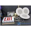 Image 1 : Emergency Exit Sign and Lights, and 3 Ceiling Speakers