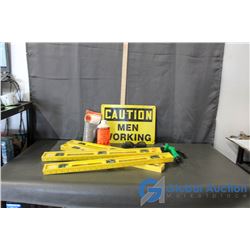 4 Levels (NIB), Bottle of Snuff Out, Metal Caution Sign, Etc.