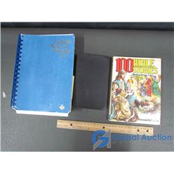 Assorted Chuch Related Books: 100 Bible Stories, Catholic Book If Worship II, & Small Black Writing 