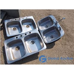 (3) Stainless Steel Double Sinks