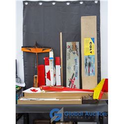 Assorted Balsa Airplane Model Kit Parts With Remote