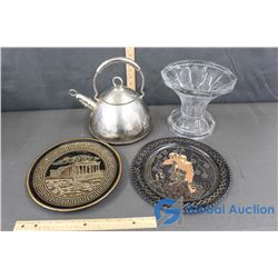 Decorative Plates, Water Kettle, Glass Platter Stand