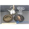 Image 1 : Decorative Plates, Water Kettle, Glass Platter Stand