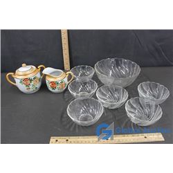 Cream and Sugar, Serving Bowl and (6) Fruit Nappies