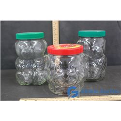 (3) Kraft Peanut Butter Glass Bear Shaped Jars