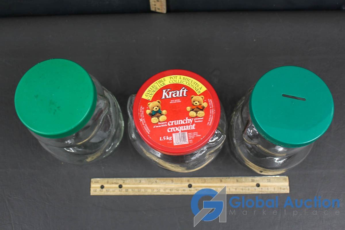 (3) Kraft Peanut Butter Glass Bear Shaped Jars