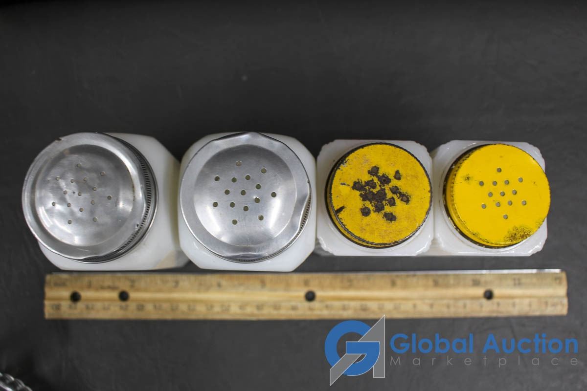 Vintage Salt, Pepper, Sugar and Flour Shakers W/ Egg Cups