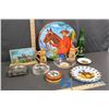 Image 1 : RCMP Cookie Tin, Ash Trays, Salt and Papper, Candy Tin, Canada Dry Bottle, etc.