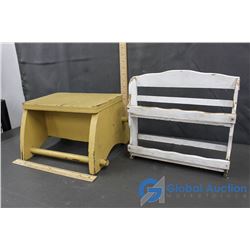 Wooden Spice Rack & Stool