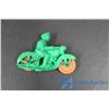 Image 5 : Plastic Santa Clause (2), Green Plastic Motorcycle Toy and Alien Pops Head