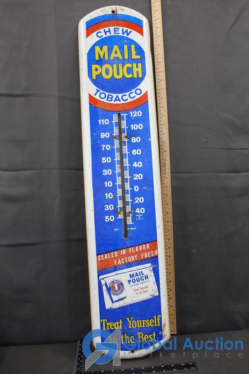 Chew Mail Pouch Tobacco Advertising Thermometer