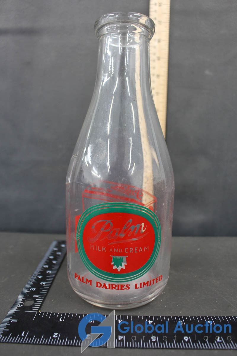 Palm Dairies Milk and Cream Bottle (Cracked) and Railway Tie