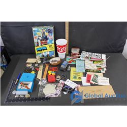 Book Marks, Owl Carvings, Watch Parts, Unique Rocks, Toys, Coca Cola Cup, etc.
