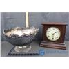 Image 1 : Silver Look Bowl & Wooden Mantel Clock