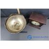 Image 2 : Silver Look Bowl & Wooden Mantel Clock
