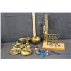Image 1 : Misc. Brass Decor: Coin Bank Counter, Bell, Mini Bathtub, "Whatever" Sign