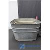 Image 3 : 2 Galvanized Square Pails & Spot Light