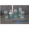 Image 1 : Blue Glass Jars (6) Assorted Sizes